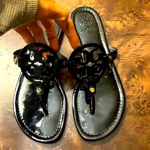 Tory Burch Miller Sandals Black Patent Leather